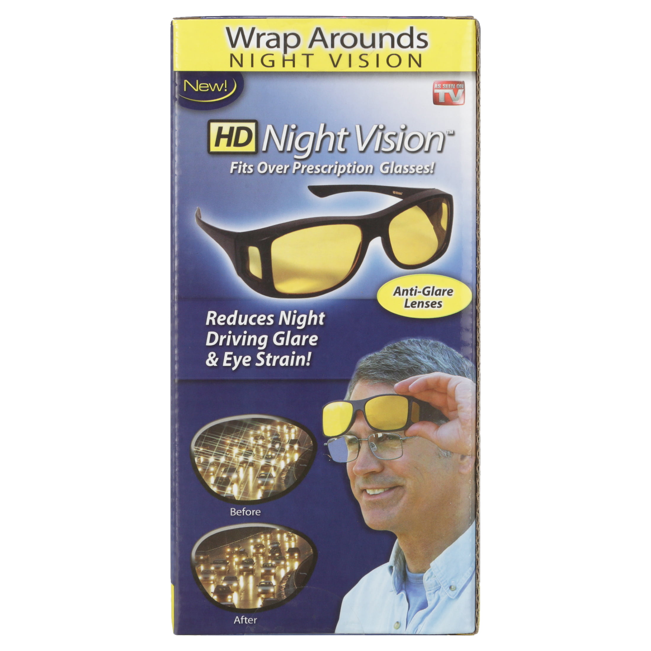 Sun Glasses Over Wrap Around HD Night Vision Fit Over Eyewear Eyestrain Driving