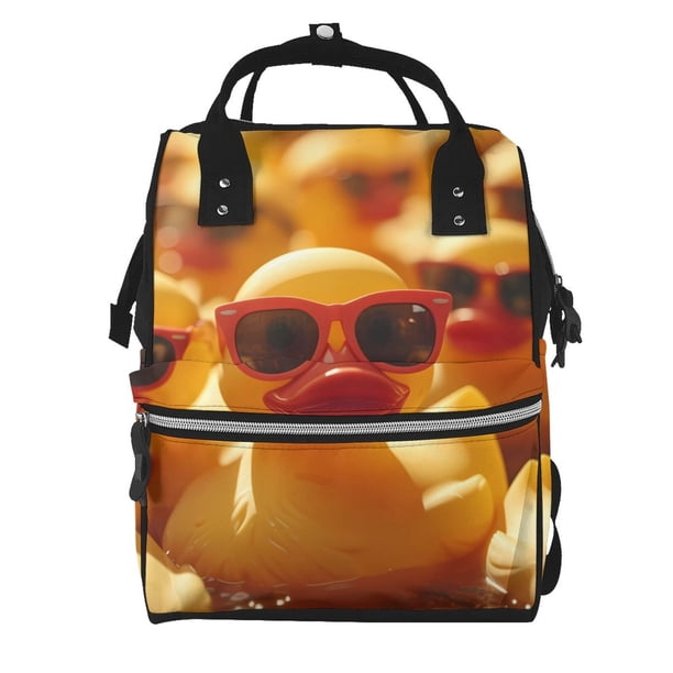 Disketp Sunglasses Yellow Duck Mochila de Pañales de Gran Capacidad con Múltiples Bolsillos, Mochila de Viaje Multifuncional para Bebé, Unisex, Moderna y Resistente