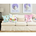 thumbnail image 2 of hofaaa Easter Throw Pillow Covers Cartoon Easter Bunny Eggs Decorative Pillowcase Cotton Pillow Cushion Case for Living Room Sofa Couch 18x18 Inch Set of 4, White Blue Pink, 2 of 6