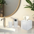 thumbnail image 2 of Decozen Bathroom Accessories Set of 4 Includes Soap Lotion Dispenser, Tumbler, Tissue Box, and Tray - Clear, 2 of 10