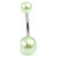 thumbnail image 2 of Belly Button Ring with Faux Synthetic Pearl Acrylic Designed Balls 14ga 3/8 inch, 2 of 5