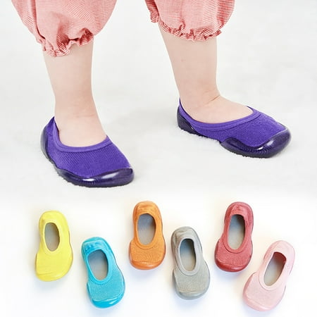 

Naturegr 1 Pair Floor Socks Solid Color Crash Proof Anti-skid Baby Low Cut Sock Shoes for Toddlers