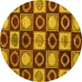 thumbnail image 1 of Ahgly Company Machine Washable Indoor Round Abstract Yellow Modern Area Rugs, 5' Round, 1 of 4