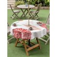 thumbnail image 4 of Outdoor Tablecloth with Umbrella Hole for Patio/Picnic/Party/Camping, Red Orange Coastal Waterproof Table Cloth Round Cover Washable, Starfish Shell Coral Summer Beach Ocean (Dia 54"), 4 of 9