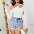 thumbnail image 6 of Women's Temperament Slanted Off Shoulder Long Sleeved Irregular Knitted T Shirt With Slim Fit Design And Bottom Layer Top Cute Summer Tops Short Sleeve Running Shirts Women Womens Shirt Women's Shirts, 6 of 7