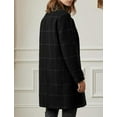 thumbnail image 3 of Women's Winter Notched Collar Plaid Wool Blend Trench Coat Plus Size Mid-Length Peacoat Color Black Size XXL, 3 of 6