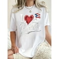 thumbnail image 1 of T-Shirt Patriotique "I Love Puerto Rio" pour Femmes - Col Rond Décontracté, Manches Courtes, Haut d'Été Confortable, Blanc avec Cœur Rouge et Design Drapeau Bleu, Tenue de Loisirs/tee Graphique/t-Shirt Imprimé, Puerto Ri, 1 of 6