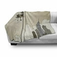 thumbnail image 3 of Vintage Airplane Soft Flannel Fleece Throw Blanket, Cartoon Style Biplane in Modern City Clouds and High Rise Buildings, Cozy Plush for Indoor and Outdoor Use, 60" x 80", Tan White Grey, by Ambesonne, 3 of 6