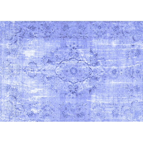 Ahgly Company Machine Washable Indoor Rectangle Persian Blue Traditional Area Rugs, 3' x 5'