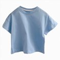thumbnail image 4 of kpoplk Girl's Summer Cute Graphic Shirts Casual Short Sleeve Crewneck Tees Baggy Tops(Sky Blue,18-24 M), 4 of 5