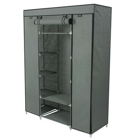 Zimtown Gray Portable Closet Storage Organizer Clothes Wardrobe Rack Zimtown Gray Portable Closet Storage Organizer Clothes Wardrobe Rack With Shelves