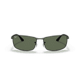 thumbnail image 2 of Ray-Ban RB3498 Rectangle Sunglasses, Polished Black with Green Lenses, 2 of 6