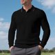 thumbnail image 1 of Blusa y camisa de manga larga con cuello vuelto para hombre, estilo informal, de golf, de negocios, con botones sueltos, de media manga, con cuello vuelto, blusas de poliéster para hombre, 1 of 9