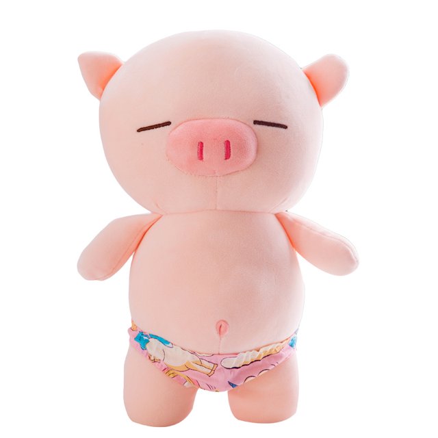 Lindo juguete de peluche de cerdo pícaro, muñecos de peluche de cerdito rosa de dibujos animados, lindo juguete de muñeca de peluche de cerdito adecuado para ropa de cama, cumpleaños, día de San Valentín, Navidad (40 cm = 15,7 pulgadas) ER