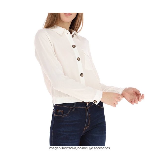 Blusa George para Mujer, Manga Larga Blanca Talla EG