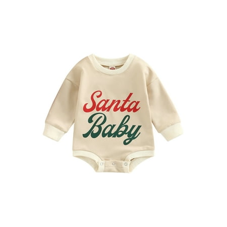 

Gwiyeopda Coduop Newborn Baby Girl Boy Christmas Cotton Sweatshirt Romper Bodysuit Jumpsuit