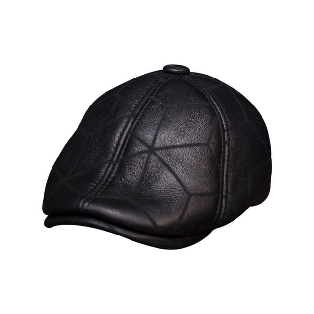 Casquette de Baseball en Cuir Véritable Hiver Chaud Béret Russe Hommes Anciens Casquettes à Rabat avec Intérieur Réel, Mode