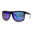 thumbnail image 4 of Mens Color Mirror Oversized Horn Rim Rectangle Sport Plastic Sunglasses Black - Teal Mirror, 4 of 8