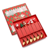 Christmas Spoons Set, 6Pcs Stainless Steel Christmas Tableware Utensils Dessert Spoons Cutlery Xmas Gift for Party Favors Dining Table Decor Dessert Spoon Ideal Gift for Family Friend