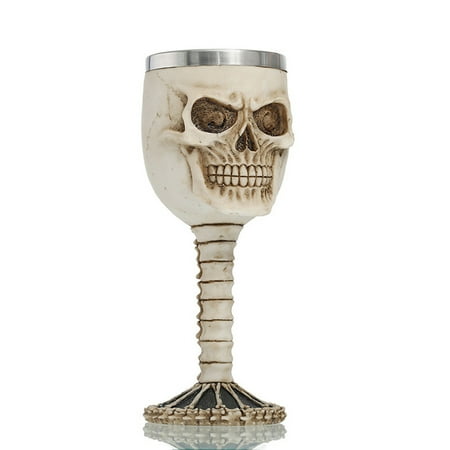 

Nokiwiqis Halloween Goblet with Skull Shape Resin Stainless Steel Tool