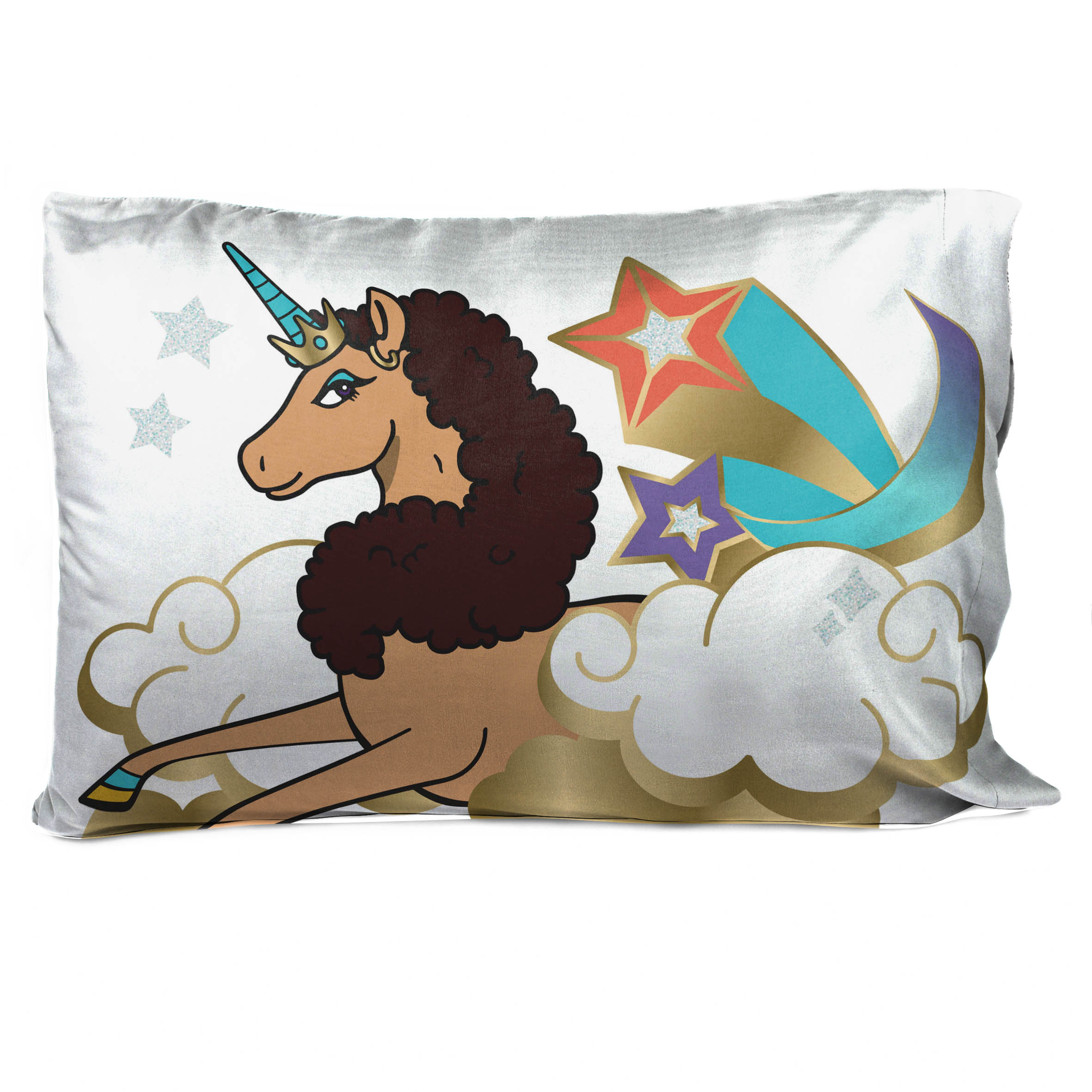 Afro Unicorn Kids 3-Piece Twin Sheet Set, Microfiber, Purple, Afro Unicorn