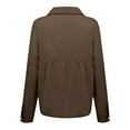 thumbnail image 4 of Duoif Womens Tops Long Sleeve Shirts for Women, Women's Solid Color Casual Button Pocket Long Sleeved Shirt Tops for Women Trendy Coffee S, 4 of 5