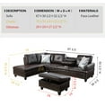 thumbnail image 3 of Ainehome 97.2" W Brown Faux Leather Sectional Sofa Set, 3 Piece Living Room Set with Ottoman, 3 of 7