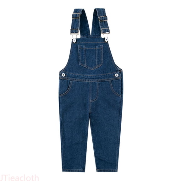 JTieacloth Wide Leg Jeans for School Boys' And Girls' Denim Shoulder Jumpsuits For Children,Sizes 3-4 Years
