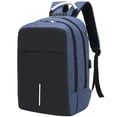 thumbnail image 1 of Mochila para computadora portátil, resistente al agua, antirrobo, con puerto de carga USB y cerradura, mochilas de negocios, azul oscuro, 1 of 6