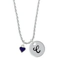 thumbnail image 1 of Delight Jewelry Silvertone Mini Two Sided Purple Heart Silvertone Script Initial Disc - C - Charm Necklace, 20"+3", 1 of 4