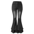 thumbnail image 4 of JDEFEG Jean Pants for Women Plus Women's Fashion Classic Retro Bell Bottom Pants High Waist Stretch Fit Long Denim Bell Bottom Jeans Jean Vest Women Black Size M, 4 of 8