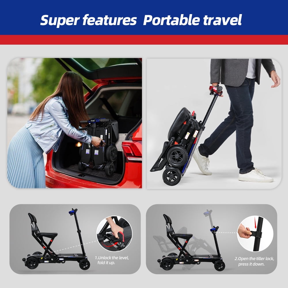 4-Wheel Remote Folding Mobility Scooter for Adults and Seniors, super lightweight and compact plus NFC Electric Foldable Mobility Scooter