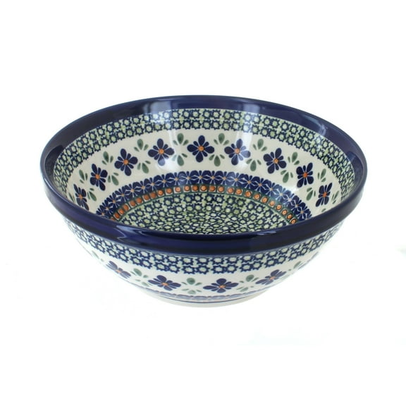 Blue Rose Polish Pottery Mosaic Flower Medium Serving Bowl