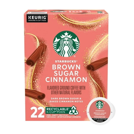 Starbucks Brown Sugar Cinnamon, Hot or Iced Coffee, Flavored K-Cup Coffee Pods, 22 Count
