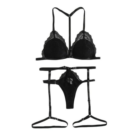SPZTSX Sexy Lingerie New Embroidered Mesh Lace Hollow Out Cross Backless Babydoll Nightdress Pa