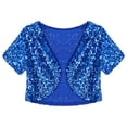 thumbnail image 5 of TiaoBug Women Shiny Sequin Jacket Short Sleeve Glitter Cropped Blazer Bolero Shrug Top, 5 of 7