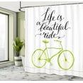 thumbnail image 5 of Ambesonne Inspirational Shower Curtain, Life is a Bike Ride, 69"Wx75"L, Green Black, 5 of 5