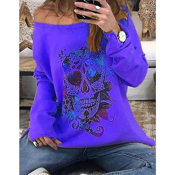 Nouveau Sweat à Manches Longues Imprimé Crâne