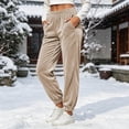 thumbnail image 4 of THNCYX Women Solid Color Elastic Waist Casual Sweat Pants With Side Pockets Relaxed Wide Drawstring Trousers, 4 of 9