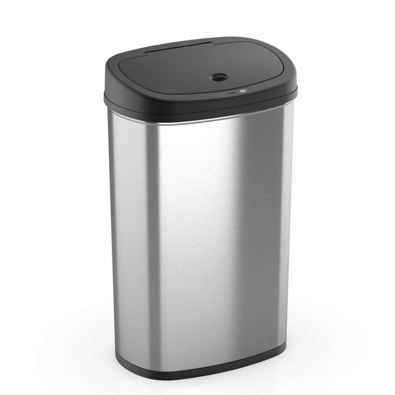 Ninestars Automatic Kitchen Trash Can, 13.2 Gallon Stainless Steel, Motion Sensor Garbage Bin with Soft Close Lid, Silver