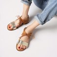 thumbnail image 1 of Sandalias de verano para mujer de tacón bajo de cuero de microfibra de color sólido a la moda Wmkox8yii shjk7304, 1 of 9