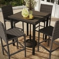 thumbnail image 6 of Martha Stewart 37" Square Indoor-Outdoor Patio Bar Height Table with Engineered Wood Top in Brown Rattan Wicker, 6 of 11