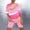 Pink, variant on Sakmal Shorts Pant Pajamas Sets for Women Pink Elbow-Length Striped Loose Fit Comfy Sleepwear for Ladies