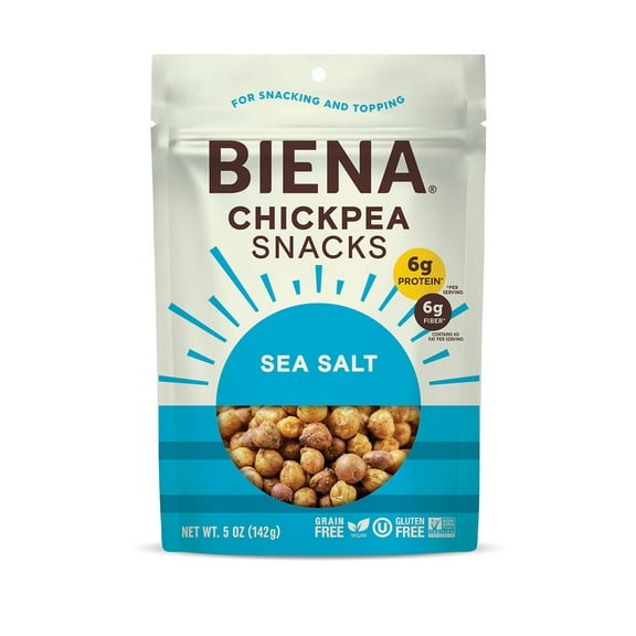 Pack of 8, Biena Sea Salt Roasted Chickpea Snacks, 5 oz