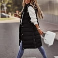 thumbnail image 2 of Womens hooded long winter Vest Sleeveless Hooded Long Puffy Vests Zip Up Quilted Thick Winter Jackets Outerwear with Pockets, 2 of 6