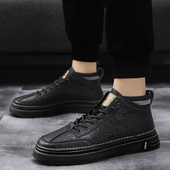 ZTTD Platform Breathable Waterproof Leather Shoes Casual Sport Shoes Fashion Retro Mens Casual Shoes