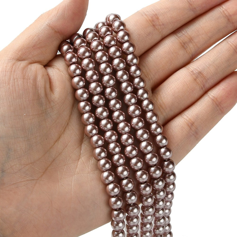 Eco-Friendly Dyed Glass Pearl Beads Strands Grade A Round Cotton Cord Threaded Rosy Brown 6mm Hole: 1.2~1.5mm about 70pcs/strand 15.7 inch