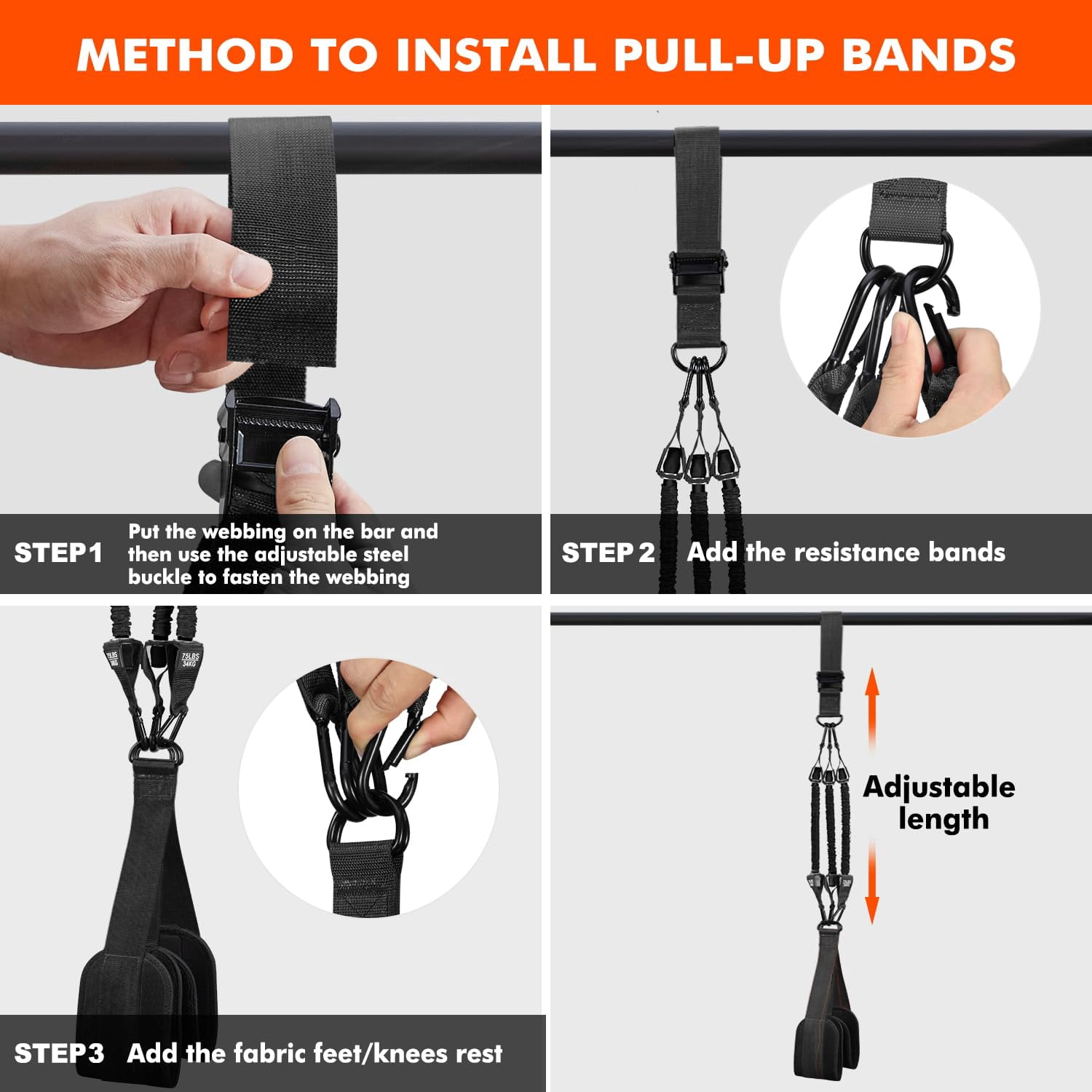 WQQQW Pull Up Assistance Bands, Heavy Pull Up Bands Resistance Bands for Pull Ups Working Out, Adjustable Pull Up Assist Equipment