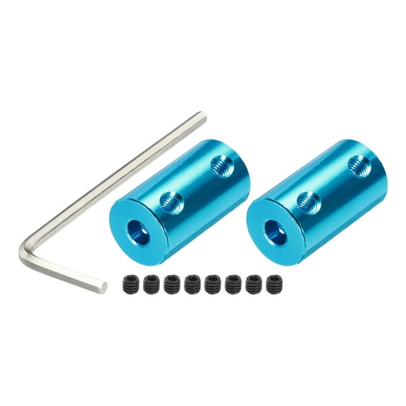 5mm to 5mm Shaft Coupler Connector L25mm x D14mm Aluminum Alloy for 3D Printers with 8 Screws & Spanner - 2 Pcs