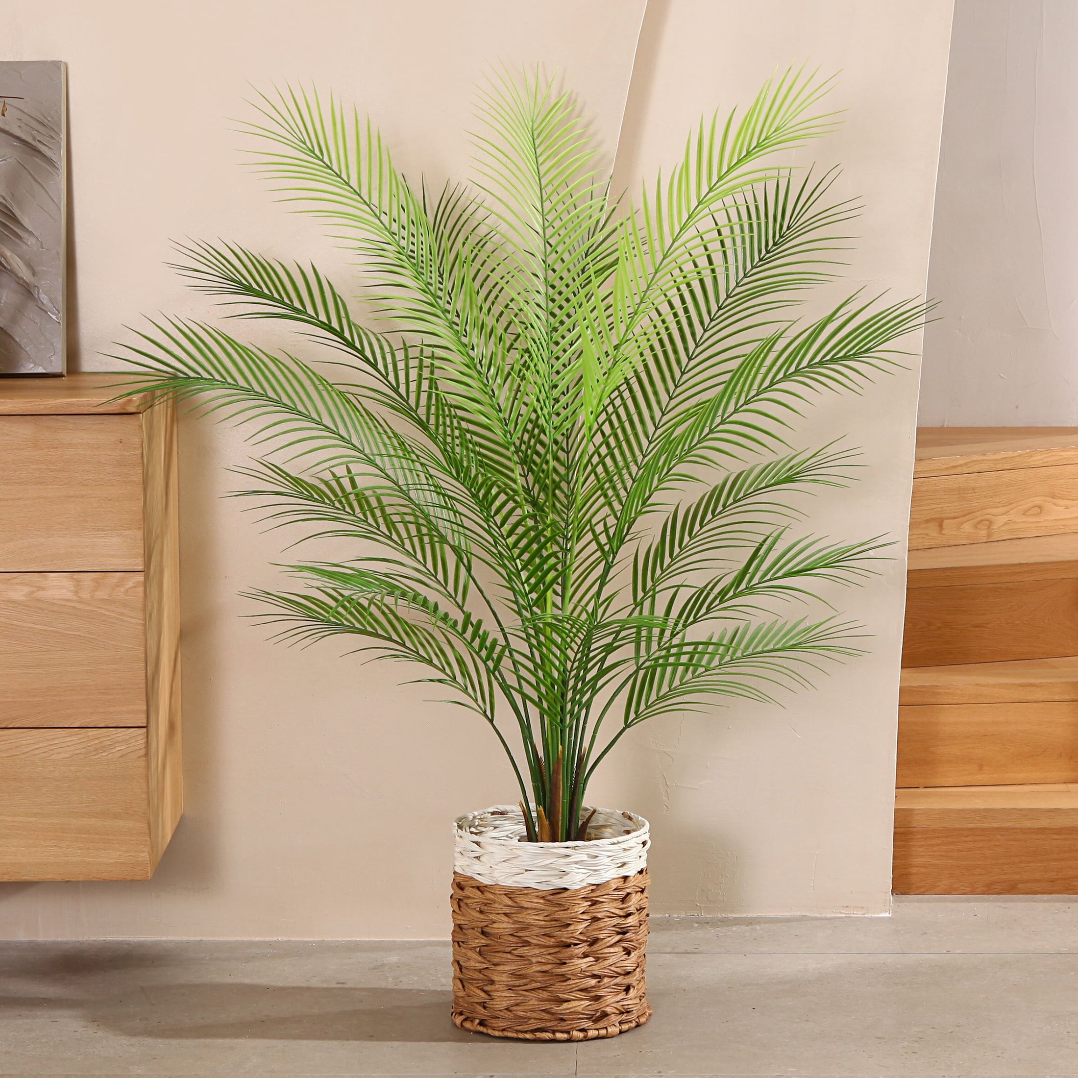 4 ft Artificial Palm Plants in Basket Fake Plants Artificial Paradise